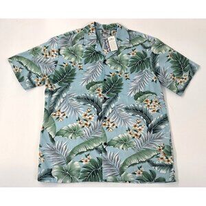 Vintage 90s Aloha Republic Hawaiian Shirt Mens Large Blue Tropical Print NEW